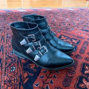 ASOS London Rebel Silver Buckle Ankle Boots